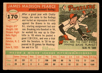 1955 Topps Baseball #170 Jim Pearce Reds VG-EX 551840