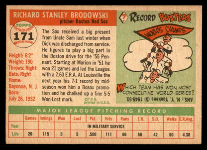 1955 Topps Baseball #171 Dick Brodowski Red Sox EX-MT 551841