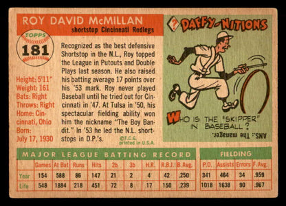 1955 Topps Baseball #181 Roy McMillan Reds VG-EX 551849