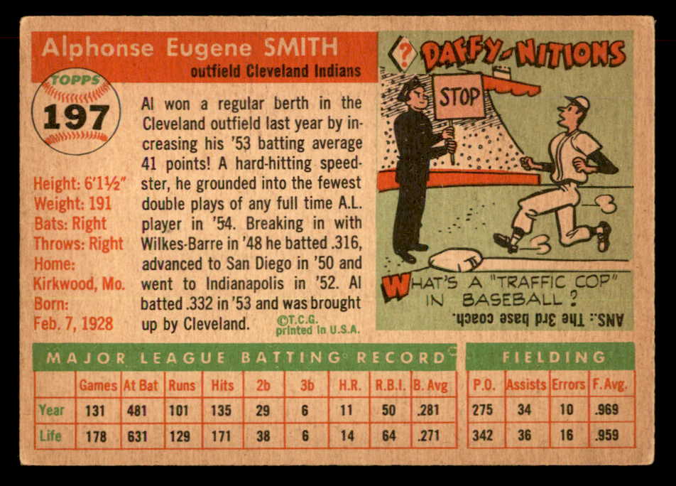 1955 Topps Baseball #197 Al Smith Indians EX 551859