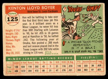 1955 Topps Baseball #125 Ken Boyer Cardinals VG 551876