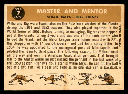 1960 Topps Baseball #007 Willie Mays Bill Rigney EX-MT 551887