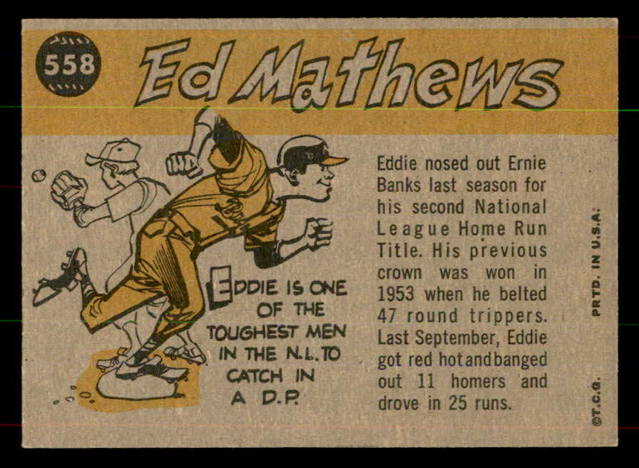 1960 Topps Baseball #558 Eddie Mathews A.S. Braves EX-MT 551891