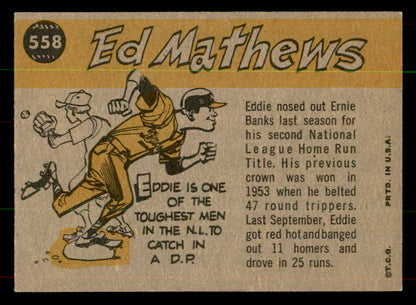 1960 Topps Baseball #558 Eddie Mathews A.S. Braves EX-MT 551891