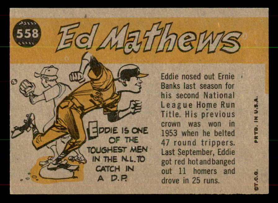 1960 Topps Baseball #558 Eddie Mathews A.S. Braves EX-MT 551892