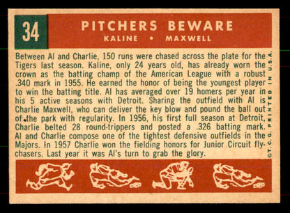 1959 Topps Baseball #034 Al Kaline Charlie Maxwell EX 551910
