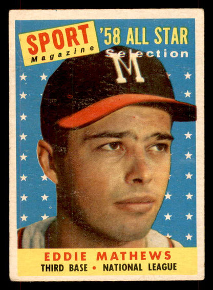 1958 Topps Baseball #480 Eddie Mathews A.S. Braves VG-EX 551918