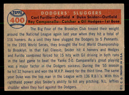 1957 Topps Baseball #400 Roy Campanella Duke Snider Gil Hodges EX+/EX-MT 551920