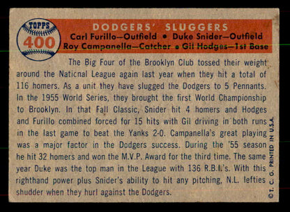 1957 Topps Baseball #400 Roy Campanella Duke Snider Gil Hodges EX+/EX-MT 551921
