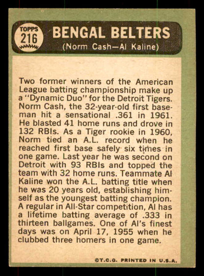 1967 Topps Baseball #216 Al Kaline Norm Cash EX 551948