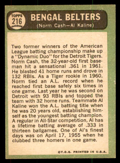 1967 Topps Baseball #216 Al Kaline Norm Cash NR-MT 551949