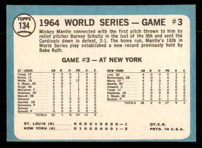 1965 Topps Baseball #134 World Series Game 3 Mickey Mantle NR-MT 551968