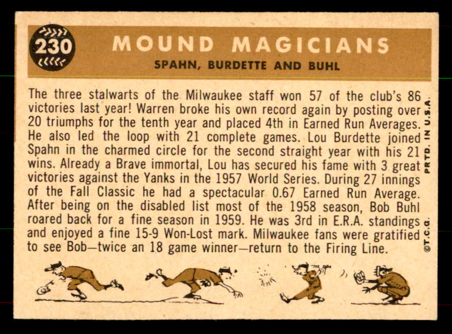 1960 Topps Baseball #230 Warren Spahn Lou Burdette VG-EX 551973