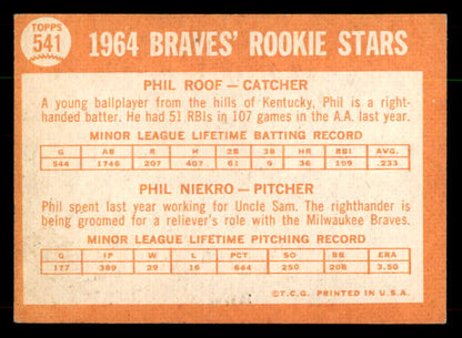 1964 Topps Baseball #541 Phil Niekro Braves EX+/EX-MT 551993