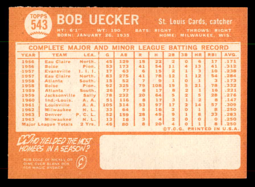 1964 Topps Baseball #543 Bob Uecker Cardinals NR-MT 551994