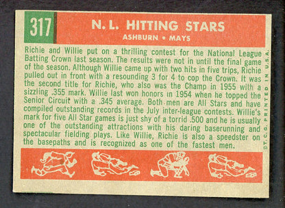 1959 Topps Baseball #317 Willie Mays Richie Ashburn EX-MT 552036