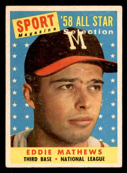 1958 Topps Baseball #480 Eddie Mathews A.S. Braves VG-EX 552053
