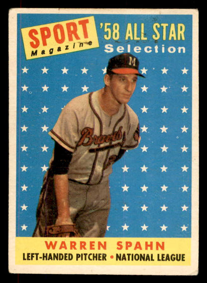 1958 Topps Baseball #494 Warren Spahn A.S. Braves VG-EX 552055