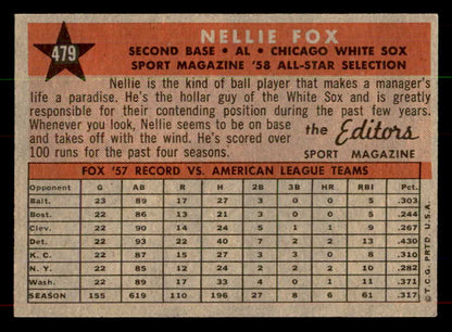 1958 Topps Baseball #479 Nellie Fox A.S. White Sox NR-MT 552059