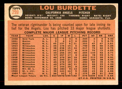 1966 Topps Baseball #299 Lou Burdette Angels EX-MT 552064