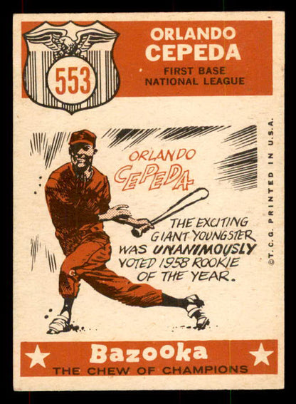 1959 Topps Baseball #553 Orlando Cepeda A.S. Giants EX-MT 552085