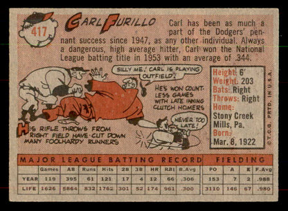 1958 Topps Baseball #417 Carl Furillo Dodgers EX-MT 552092