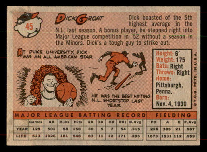 1958 Topps Baseball #045 Dick Groat Pirates EX-MT 552096