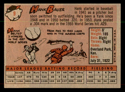 1958 Topps Baseball #009 Hank Bauer Yankees EX-MT 552100