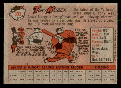 1958 Topps Baseball #393 Tony Kubek Yankees VG-EX 552114