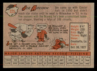 1958 Topps Baseball #325 Joe Adcock Braves EX-MT 552117