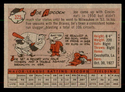 1958 Topps Baseball #325 Joe Adcock Braves EX-MT 552118