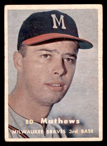 1957 Topps Baseball #250 Eddie Mathews Braves VG-EX 552122