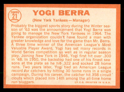 1964 Topps Baseball #021 Yogi Berra Yankees EX-MT 552148