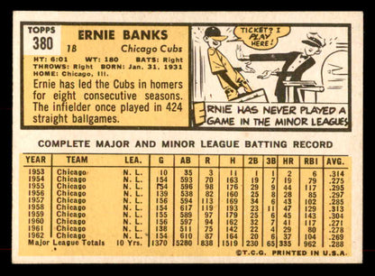1963 Topps Baseball #380 Ernie Banks Cubs EX-MT 552162