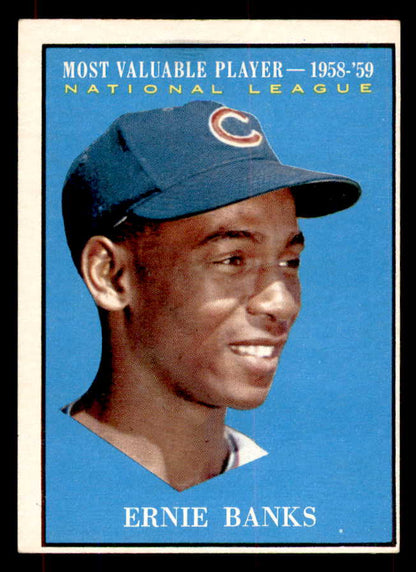 1961 Topps Baseball #485 Ernie Banks MVP Cubs EX-MT 552163