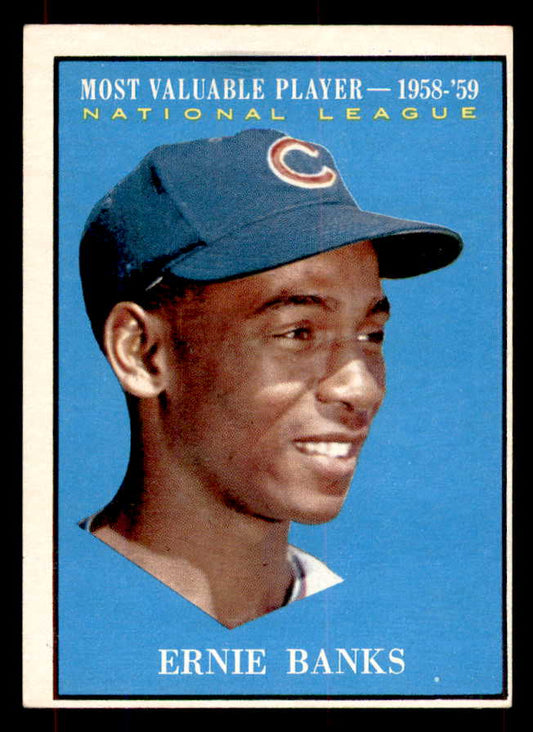 1961 Topps Baseball #485 Ernie Banks MVP Cubs EX-MT 552163