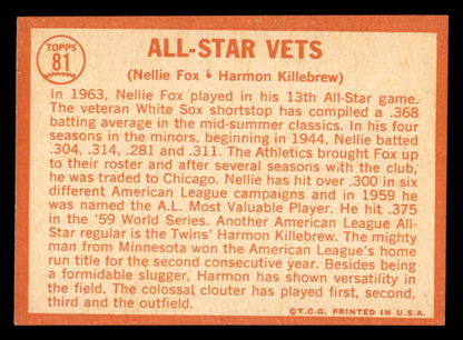 1964 Topps Baseball #081 Harmon Killebrew Nellie Fox EX-MT 552186