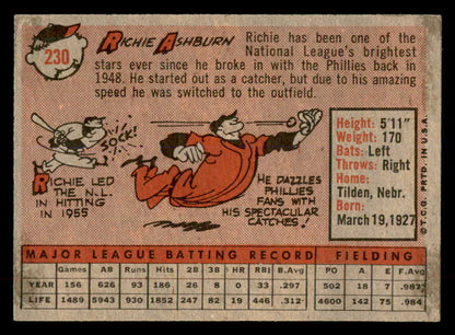 1958 Topps Baseball #230 Richie Ashburn Phillies EX+/EX-MT 552206