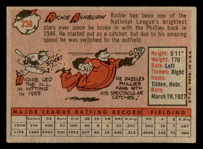 1958 Topps Baseball #230 Richie Ashburn Phillies VG-EX 552207
