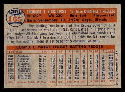 1957 Topps Baseball #165 Ted Kluszewski Reds EX-MT 552210