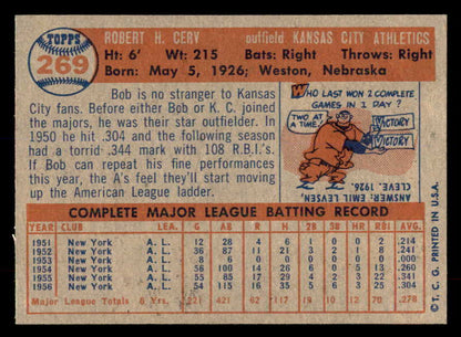 1957 Topps Baseball #269 Bob Cerv A's EX-MT 552220