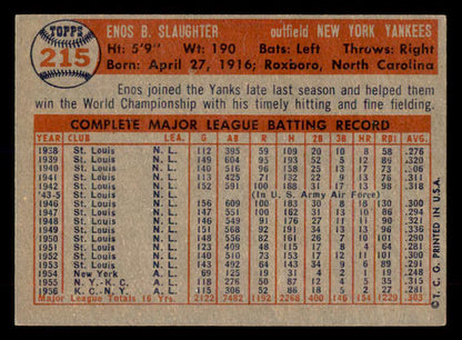 1957 Topps Baseball #215 Enos Slaughter Yankees EX-MT 552224
