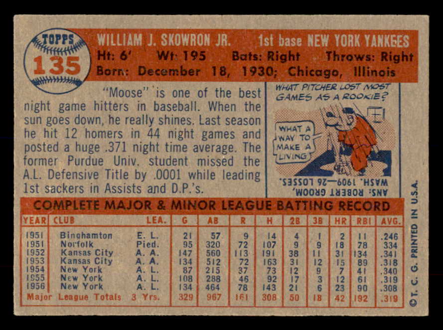 1957 Topps Baseball #135 Bill Skowron Yankees EX-MT 552226