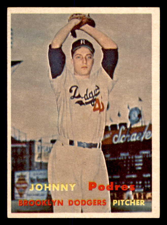 1957 Topps Baseball #277 Johnny Podres Dodgers EX-MT 552230