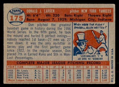 1957 Topps Baseball #175 Don Larsen Yankees VG-EX 552235