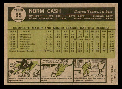 1961 Topps Baseball #095 Norm Cash Tigers EX-MT 552242