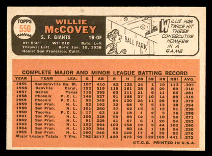 1966 Topps Baseball #550 Willie McCovey Giants EX-MT 552258