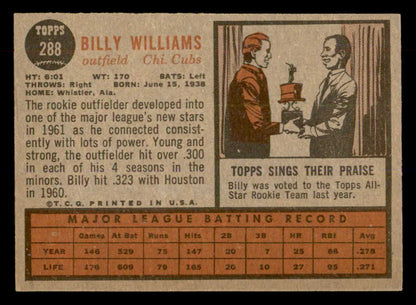 1962 Topps Baseball #288 Billy Williams Cubs EX+/EX-MT 552261