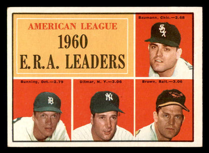 1961 Topps Baseball #046 A.L. ERA Leaders Jim Bunning EX-MT 552294