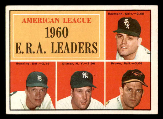 1961 Topps Baseball #046 A.L. ERA Leaders Jim Bunning EX-MT 552294